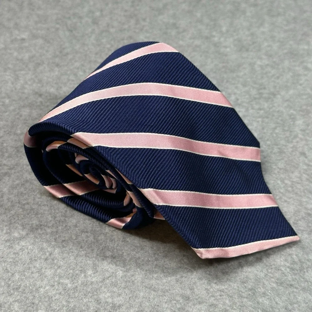 Brooks Brothers 346 Silk Striped Tie Navy Pink Repp Classic Mens 58x3.6in NOTE